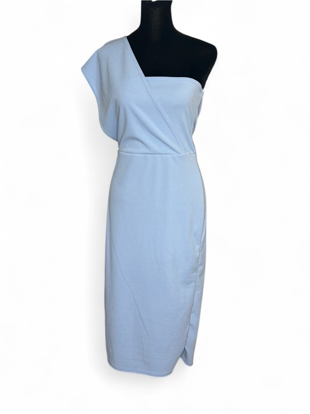 PrettyLittleThing Blue One-Shoulder Midi Dress 10, Pull-Up Lightweight NWT